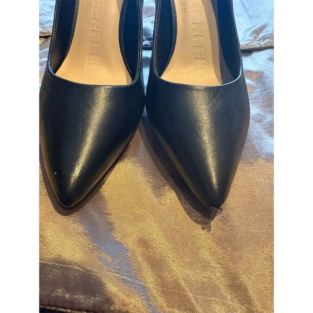 Karl Lagerfeld Women's‎ Black Leather Pointed Toe Pumps Size 8
